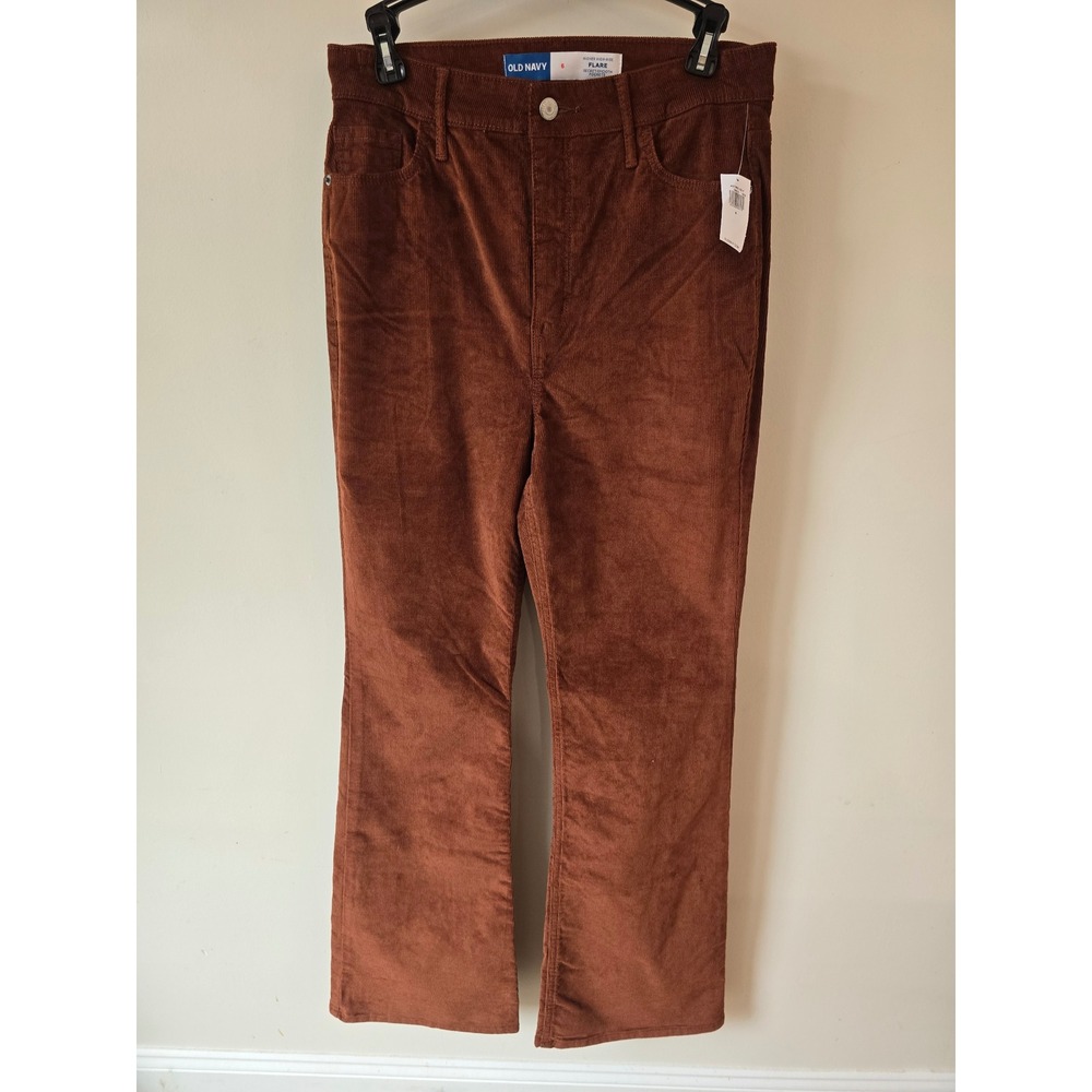 Old‎ Navy Womens Brown Corduroy Higher High-Rise Flare Pants Size 6 NEW